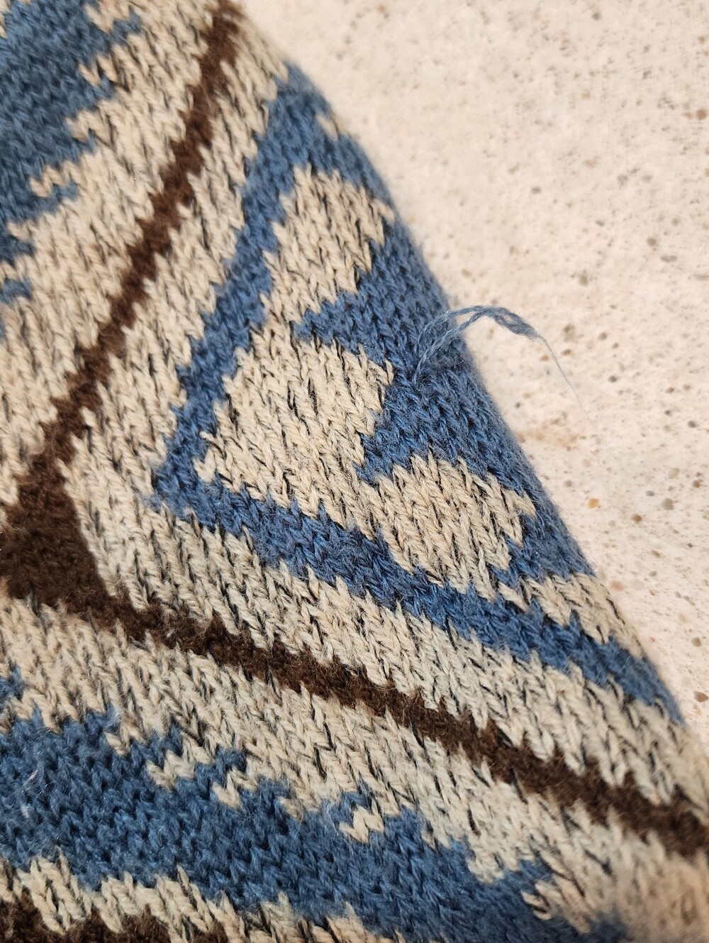 Sea Folklore Aztec-Patterned Open Cardigan in Brown Blue Chunky Medium Southwest - Picture 13 of 13